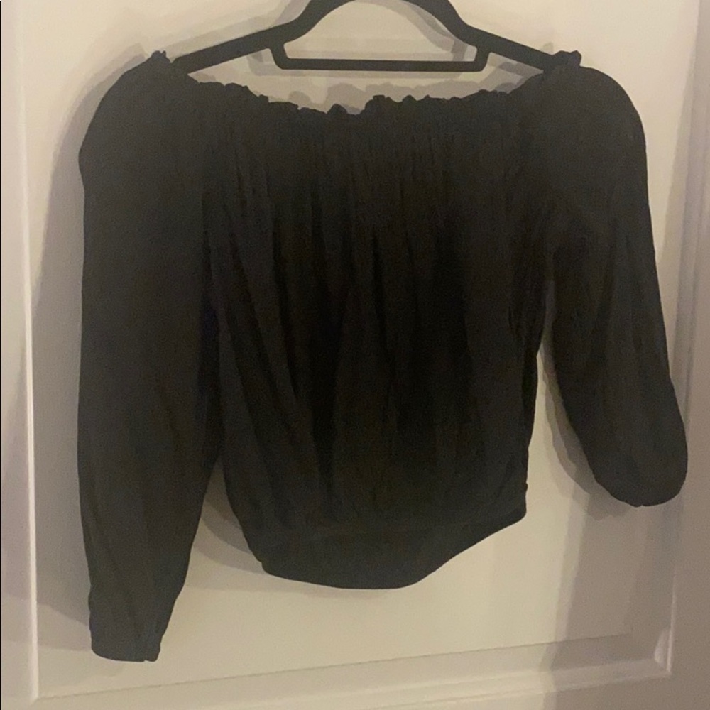 Black crop off the shoulder top